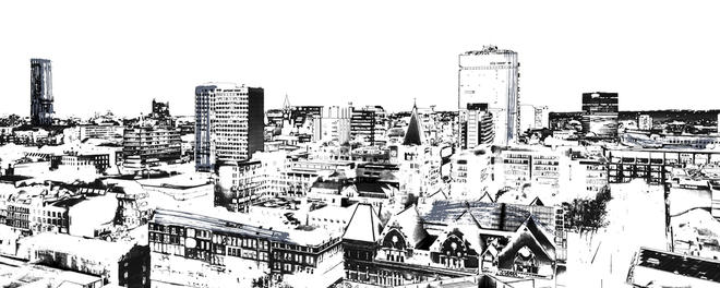 Image result for manchester skyline black and white